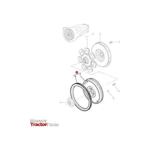 Diagram illustrating the components of a clutch assembly for a Massey Ferguson 3085 tractor, featuring the AGCO Massey Ferguson Flywheel (Part number: 3617135M11) with parts individually numbered.