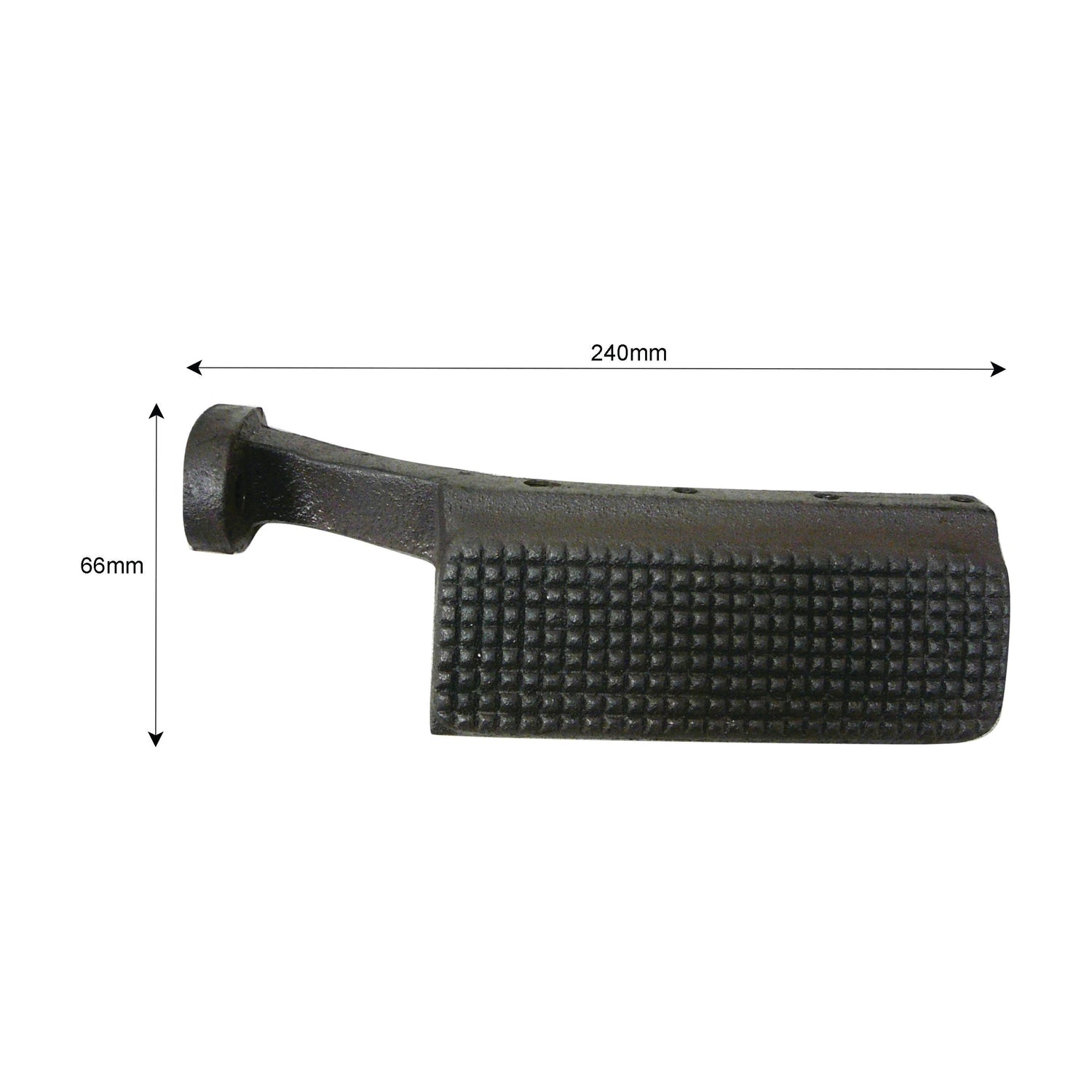 A Sparex Foot Rest - RH (Part No. S.44002) in black textured finish, measuring 240mm by 66mm, designed specifically for Massey Ferguson tractors.