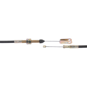 The Sparex Foot Throttle Cable (Part No. S.41846) for Massey Ferguson is 1200mm long with an outer cable length of 1073mm, featuring a threaded section, a cylindrical end, and a forked connector, all displayed on a white background.