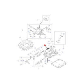 Exploded technical diagram showcasing various parts and assembly components of the Fendt - Fork - F291500030440 by AGCO. One part is highlighted with a red circle and the number 7.