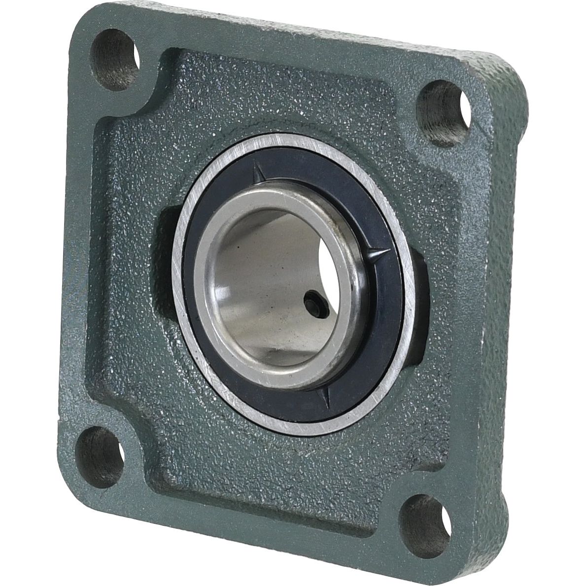 Sparex Four-Bolt Flanged Unit (UCF207), Sparex Part No.S.18403, is a durable bearing housing designed for your equipment needs. Made of metal, it features a central circular opening along with four mounting holes at the corners, ensuring robustness and reliability.