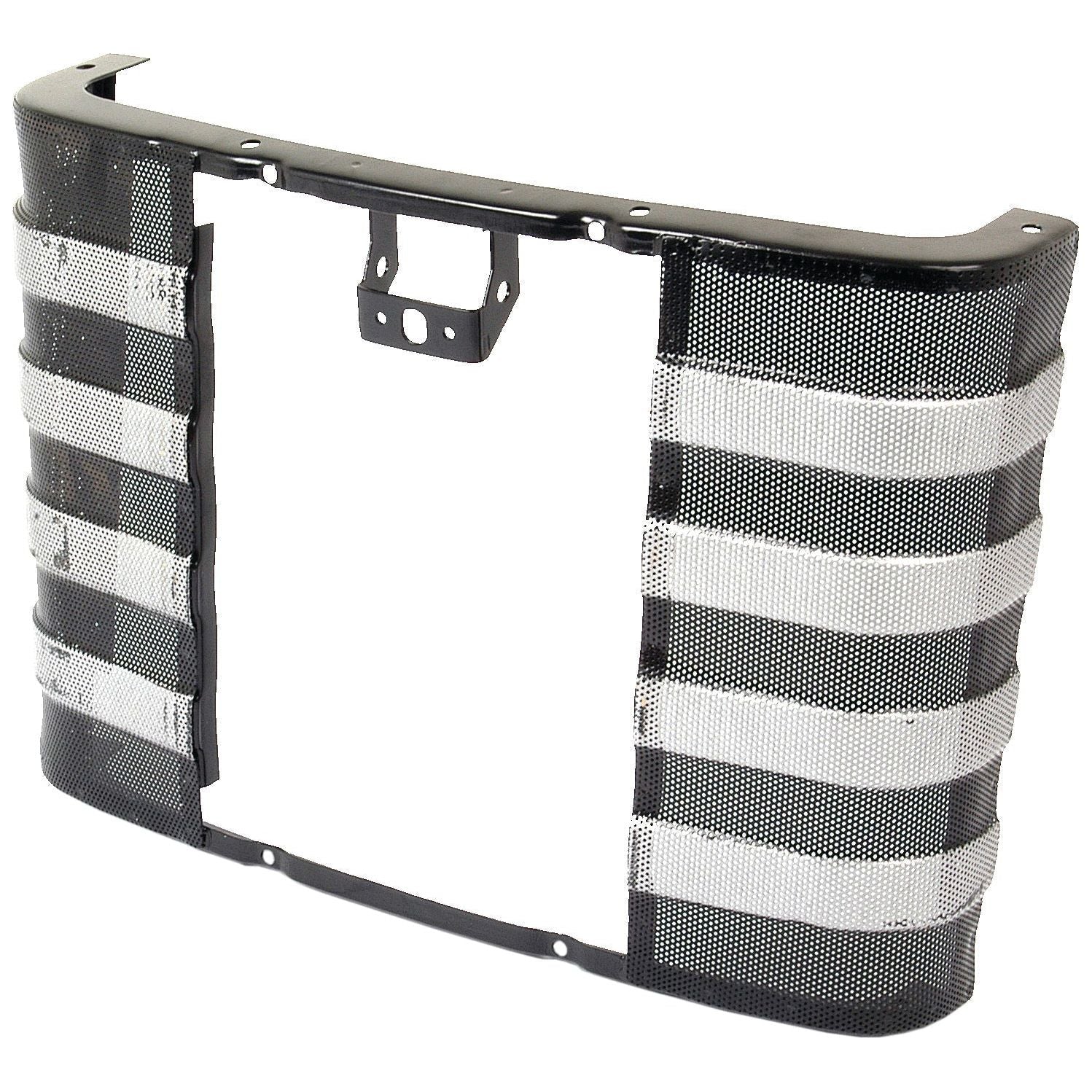 This Sparex front grille (Part No. S.41205) for an off-road vehicle bumper features black and silver horizontal slats with a central mounting bracket, designed to fit Massey Ferguson models perfectly.