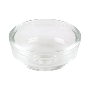 A clear, empty glass bowl with a round shape against a white background, embodying the precision and craftsmanship of the Sparex Fuel Bowl (Part No. S.57789).