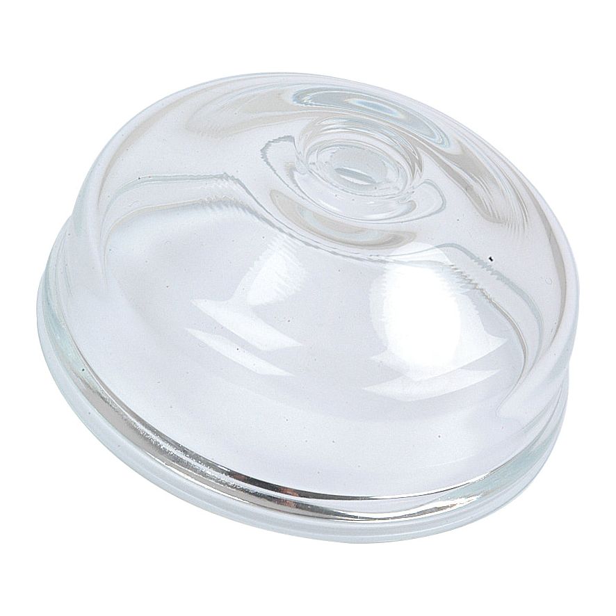 A clear glass lid with a rounded shape and a central knob handle, reminiscent of the Sparex Fuel Bowl (Part No. S.57789), viewed from above at an angle.