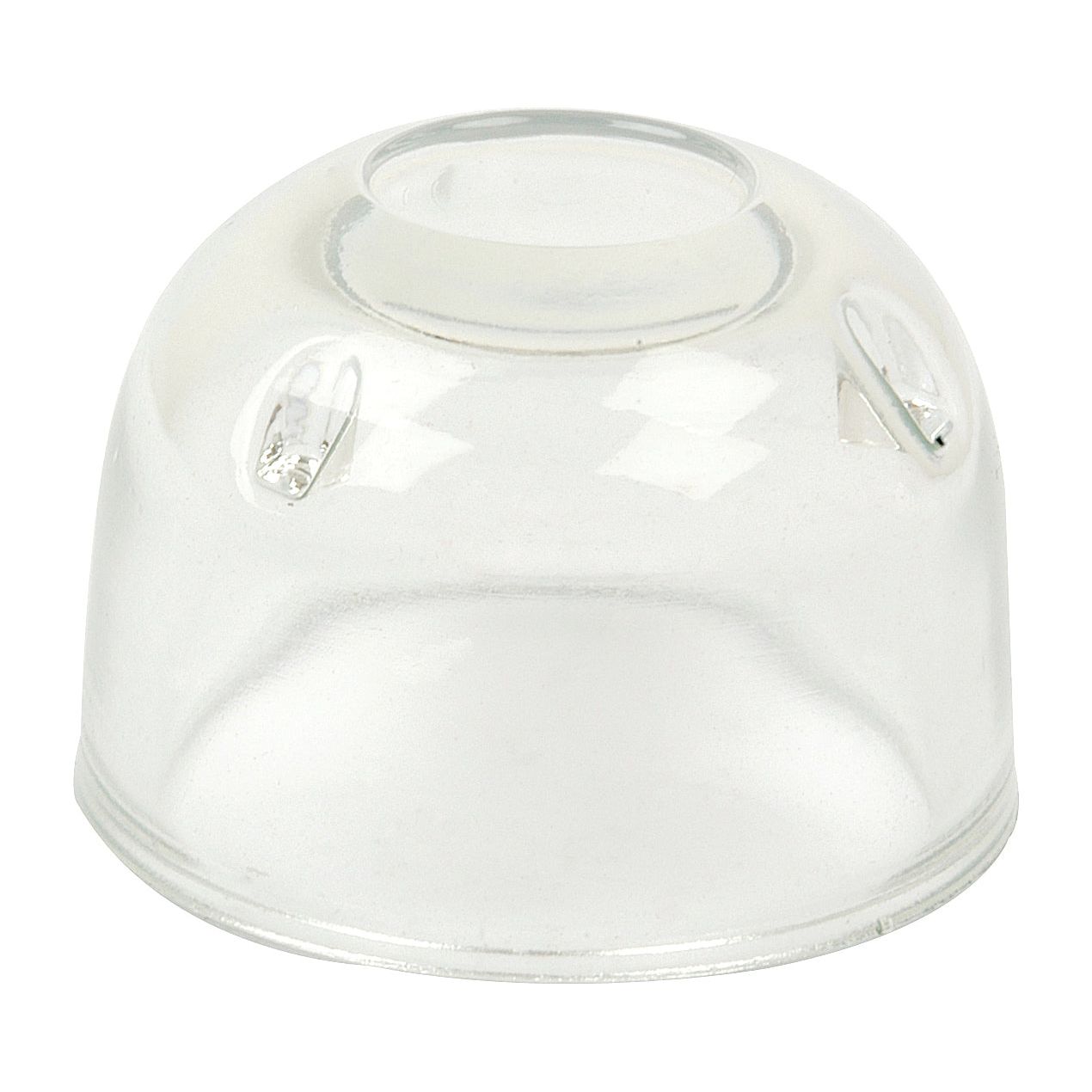 A clear, dome-shaped plastic Fuel Bowl (Sparex Part No. S.67637) with a flat top and two small ventilation holes on the sides, designed for Ford/New Holland and David Brown equipment by Sparex.