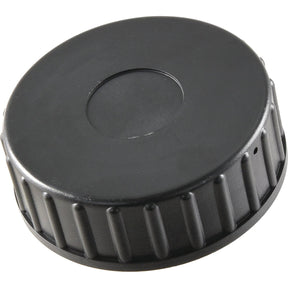 A Sparex Fuel Cap (S.44132) in black, featuring a round shape with ridges and a circular raised center.