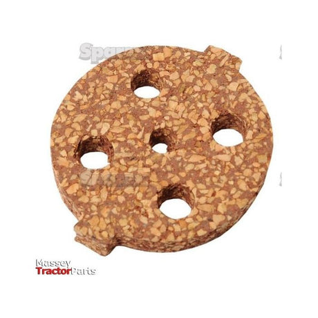 A round cork fuel filter gasket with five holes is displayed against a white background. The words "Massey Tractor Parts" and "Sparex" are partially visible on the left side of the image, suggesting its compatibility with Massey Ferguson equipment. This Fuel Filter Gasket is identified as Sparex Part No.S.43777.