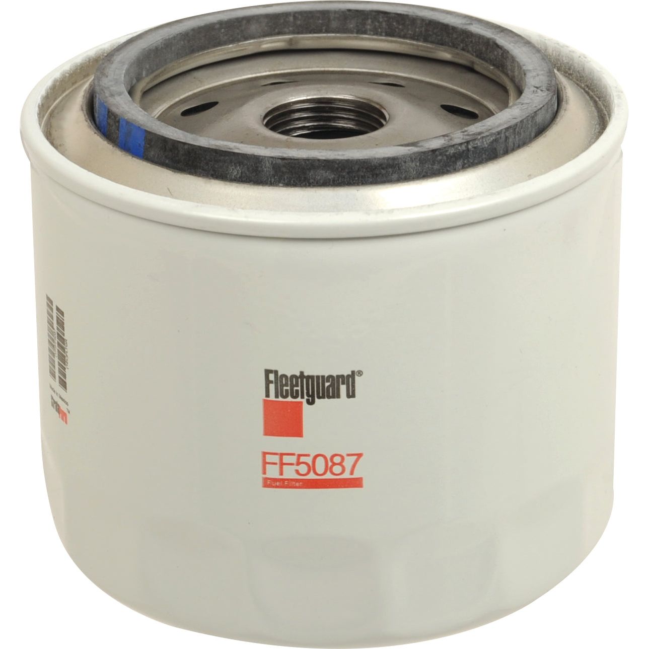 A Sparex Fuel Filter - Spin On (Sparex Part No. S.115020), designed for Mitsubishi vehicles, features a white cylindrical body, metal top, and black seal at the base.