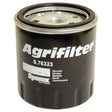 A black cylindrical fuel filter with the brand name "Sparex" and model number "S.76323" printed on it, along with various translations of the word "mounted." This Sparex-approved spin-on filter is perfect for your needs.