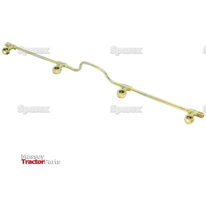 Image of a Sparex Fuel Injector Leak Off Pipe (Sparex Part No. S.41440) with multiple bends and four mounting points, designed for agricultural machinery, possibly a Massey Ferguson tractor. The background is white with faint watermark logos. This essential Perkins Build List component enhances efficiency.