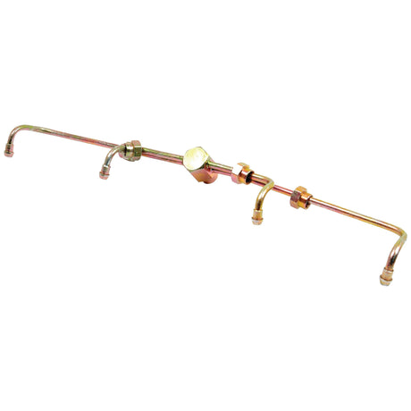 A fuel injector leak off pipe featuring multiple bends, fittings, and a valve, engineered for fluid transport in Massey Ferguson machinery or automotive systems. This robust component is also compatible as Sparex Part No. S.43610.