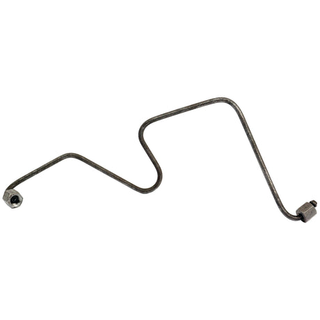 A bent metal pipe with hexagonal fittings on both ends, forming a zigzag shape, compatible with Ford / New Holland machinery. Product: Fuel Injector Pipe - CAV Rotary Pump | Sparex Part No.S.66001, from the brand Sparex.