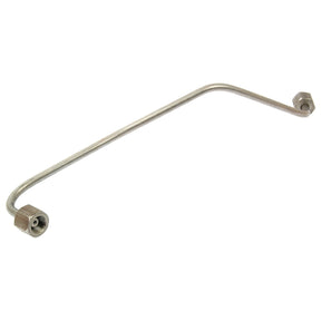 The Fuel Injector Pipe by Sparex (Part No. S.41436) is a bent metal pipe with threaded connectors on both ends, designed for fluid or gas transport, making it an ideal replacement part for Massey Ferguson machinery.