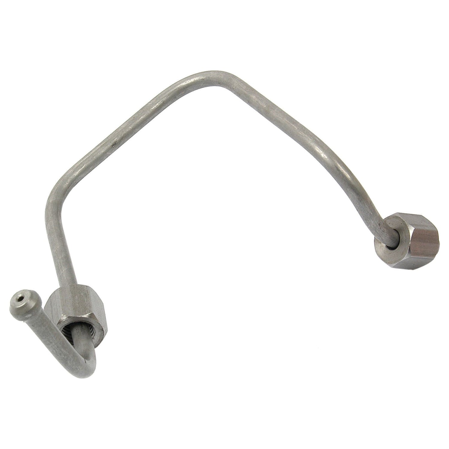 A bent metal tubing with threaded hexagonal connectors at both ends, often seen on Massey Ferguson 165 tractors and referenced in the Perkins Build List as Fuel Injector Pipe with Sparex Part No.S.41437.