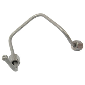 A bent metal tubing with threaded hexagonal connectors at both ends, often seen on Massey Ferguson 165 tractors and referenced in the Perkins Build List as Fuel Injector Pipe with Sparex Part No.S.41437.