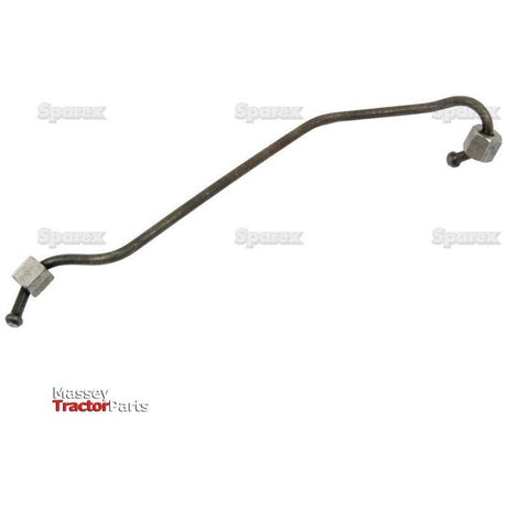 A metal fuel injector pipe with a bent tube and two connectors on each end. The background displays a faint "Sparex" watermark, highlighting its quality. Logo at the bottom left reads "Massey Tractor Parts," ensuring compatibility with Massey Ferguson models. This is the Sparex Fuel Injector Pipe, part number S.41512.