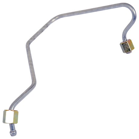 An image of the Sparex Fuel Injector Pipe (Part No. S.68261) featuring a metallic, bent design with threaded connectors at both ends, suitable for Ford/New Holland models such as the 2600.