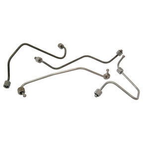 Four bent metal tubes with threaded connectors on the ends, arranged haphazardly on a white background, resembling a Fuel Injector Pipe Set (Sparex Part No.S.41522) from Sparex.