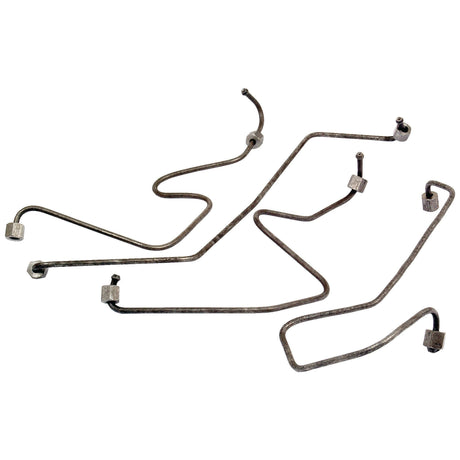 A set of metal fuel injection lines with various bends and attachments, featuring the precision of an OEM Ford New Holland D9NN9A555BA, D9NN9A556BA, D9NN9A557BA, and D9NN9A558AA by Sparex (Sparex Part No. S.66005), placed on a white background.