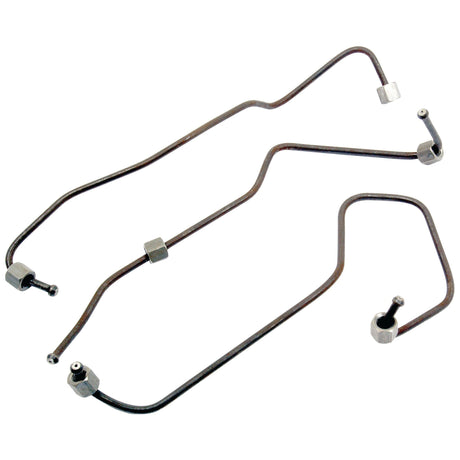 Two metal fuel injector lines with various bends and connectors, designed as the Fuel Injector Pipe Set (Sparex Part No. S.66019), compatible with Ford New Holland models.