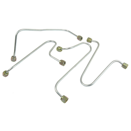 A Sparex Fuel Injector Pipe Set (Part No. S.67579) featuring metal tubing with bends and hexagonal fittings on the ends, specifically designed for Ford / New Holland tractors, laid out on a white background.