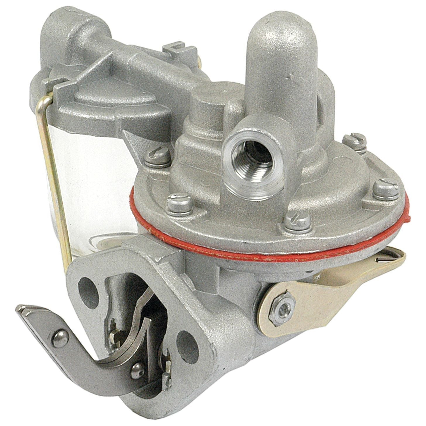 The Sparex Fuel Lift Pump (Part No. S.40560) features a durable metal housing, lever, and inlet connectors designed specifically for Massey Ferguson tractors and Perkins engines.