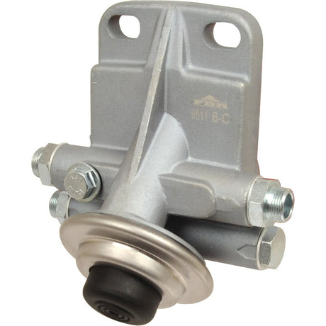 Close-up image of a metal mechanical part with bolts, designed for industrial or automotive use, specifically the Fuel Lift Pump compatible with Massey Ferguson machinery, known as Sparex Fuel Lift Pump, Part No. S.57447.