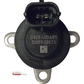 Close-up of an automotive part with a black circular base and a connector. The numbers "0928400481" and "3081903835" are visible on the part, which is a Fuel Metering Control Valve (Sparex Part No. S.151156). The brand "Sparex" is printed at the bottom left, suggesting compatibility with Case IH machinery.