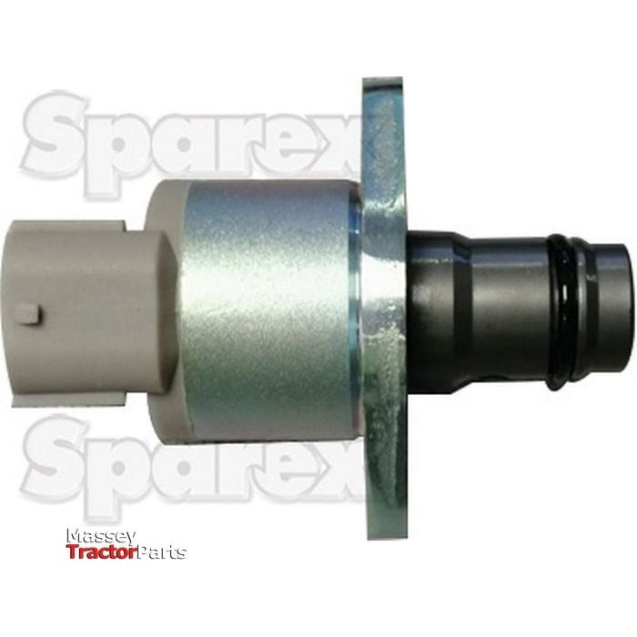 Close-up of a metal sensor component with a white plastic connector and black O-ring, labeled with "Fuel Metering Control Valve | Sparex Part No.S.151159" and "Sparex" in the background.