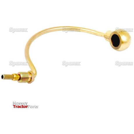 The Sparex Fuel Pipe, part number S.42131, is a curved brass tube featuring a threaded end and a round socket, widely utilized in tractor fuel or hydraulic systems for Massey Ferguson models or Perkins AD3.152 engines.