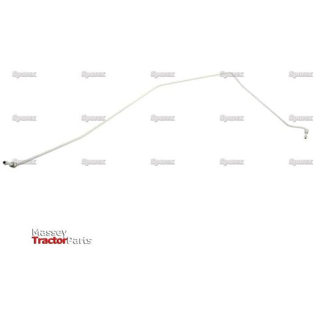 A white Massey Ferguson tractor Fuel Pipe (Sparex Part No. S.43881) set against a plain background with the text "Sparex" repeated in the backdrop. The Massey Tractor Parts logo is visible in the bottom left corner, highlighting its connection to premium parts like Injection Pumps and Filters.