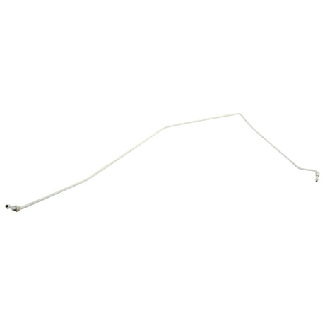 A long white metal pipe with several bends and fittings at both ends, potentially used for plumbing or industrial applications, closely resembling the Fuel Pipe (Sparex Part No. S.43881) found in Massey Ferguson machinery by Sparex.