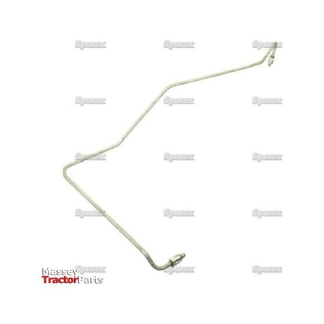 Displayed against a white background with "Sparex" and "Massey Tractor Parts" in the corners, the essential Fuel Pipe (Sparex Part No. S.43882) features both straight and bent metal pipelines with fittings on both ends. This critical component guarantees optimal performance for Massey Ferguson models, working seamlessly with the injection pump.