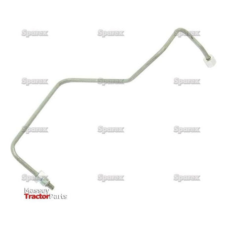 Image of the metallic Fuel Pipe | Sparex Part No. S.43891 for a Massey Ferguson tractor, featuring a complex angular shape and connectors on each end. The background is white with watermarks that read "Sparex" and "Massey TractorParts".
