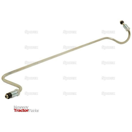 A metal fuel injection pipe with connectors at both ends, displayed against a white background. The image is watermarked with the Sparex logo and the Massey Tractor Parts logo, showcasing the Fuel Pipe | Sparex Part No. S.44034 specifically designed for the Massey Ferguson 35X.