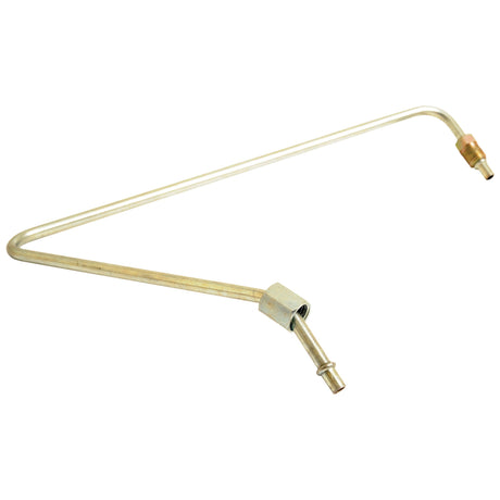 The Sparex Fuel Pipe (Part No. S.44036) features a thin metal construction with two connectors, one angled and one straight, making it ideal for use in Massey Ferguson or Landini machinery.