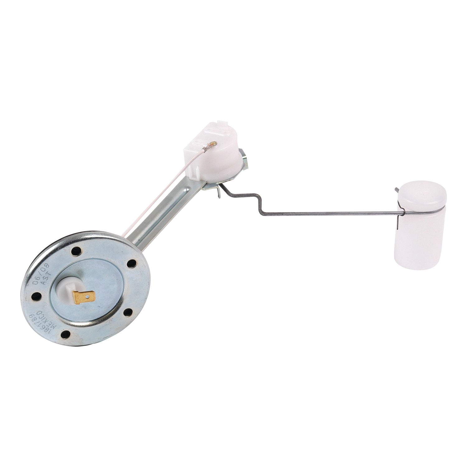 A Sparex Fuel Sender Unit (Sparex Part No. S.41099) with a cylindrical float attached to a thin metal rod and a circular mounting plate at the base, designed for 12V systems.