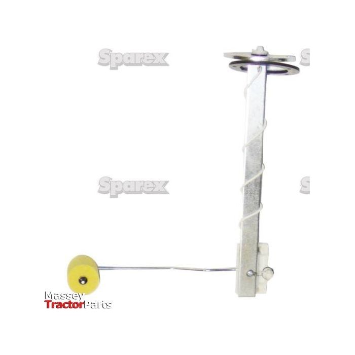 Image of a Fuel Sender Unit featuring a vertical metal rod, a yellow wheel at the bottom, and a metal disc at the top. This is likely Sparex Part No.S.58794, suitable for Ford New Holland tractors. The background includes the watermark "Sparex" and "Massey Tractor Parts.