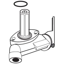 Diagram showing the Sparex Fuel Tap (Sparex Part No. S.67180) with a cylindrical body, a threaded top, two mounting flanges, and an O-ring positioned above the top. This component is compatible with various Ford / New Holland models.