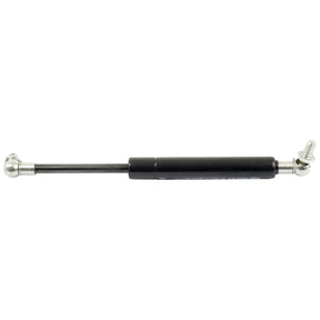 The Sparex Gas Strut (Product Code: S.54529) in black, with a total length of 230mm and metallic end fittings, is designed for lifting, lowering, and supporting mechanical structures with precise ram stroke control.