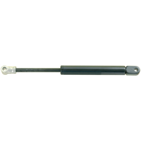 The Sparex Gas Strut, S.19439, features a precise ram stroke and end fittings, with an overall length of 245mm. It comes in black with silver and black mounting ends, making it ideal for automotive or industrial applications.