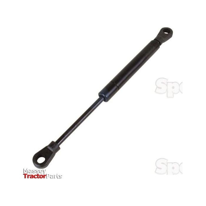 Gas Strut for a Massey Ferguson tractor, featuring a black metal rod and eyelet ends, designed with a robust Cylinder OD for optimal performance under high pressure, Total length: 280mm - S.19419 by Sparex.