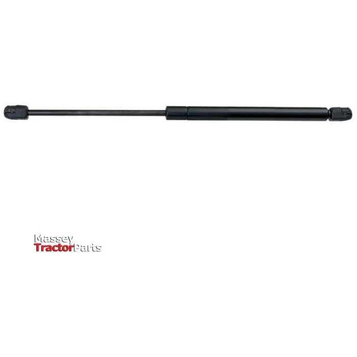 The Sparex Gas Strut S.52922, featuring a total length of 405mm, comes with a black cylindrical housing and an extendable rod, equipped with an F Ball Socket. It is specifically designed for use in Massey tractor parts.