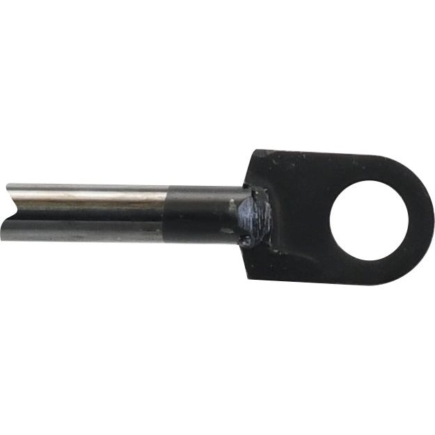 The Sparex Gas Strut, model S.68538 with a total length of 415mm, features a cylindrical metal pin with a flat black top that includes a circular hole, making it ideal for use with end fittings to ensure optimal performance.