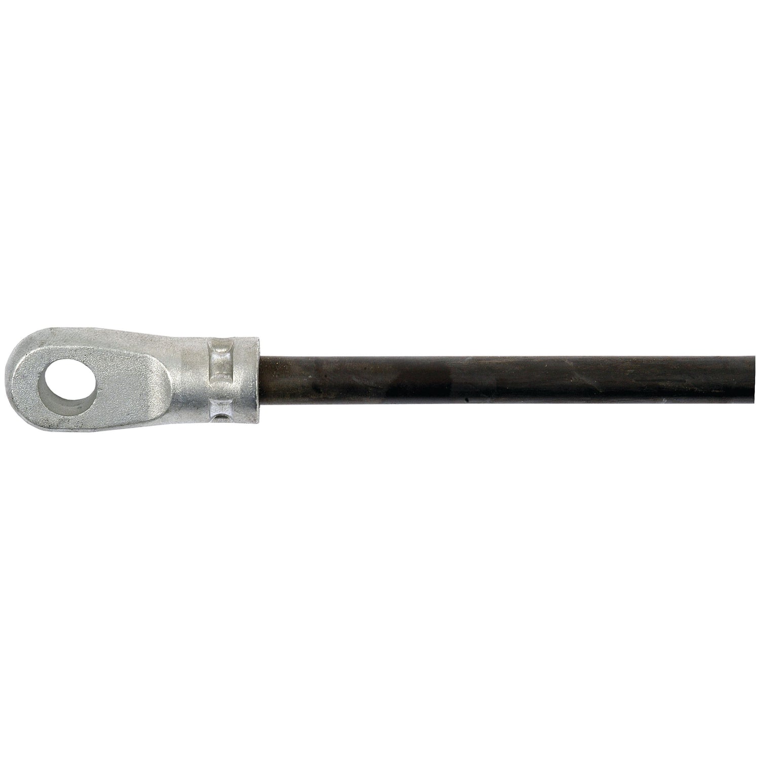 The Sparex Gas Strut (S.19450) is a 500mm metal rod featuring a cylindrical black handle, a silver eyelet end fitting, and built to withstand high pressure.