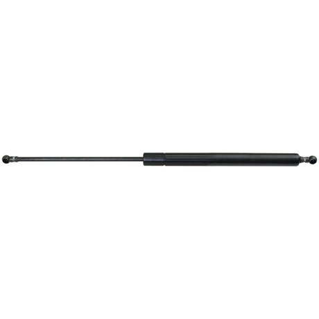 A black Sparex Gas Strut (S.52916), featuring metal connectors on both ends, with a Ram Stroke of 205mm and a Pressure of 320N, set against a white background.