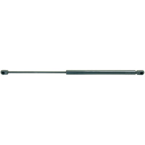The Sparex Gas Strut, model S.19435, with a total length of 525mm, is a black hydraulic gas spring featuring connectors at both ends and a precise ram stroke. It is designed for lifting, lowering, or adjusting objects in machinery or furniture. Ideal for maintaining consistent pressure across various applications, this sturdy component ensures reliable performance.