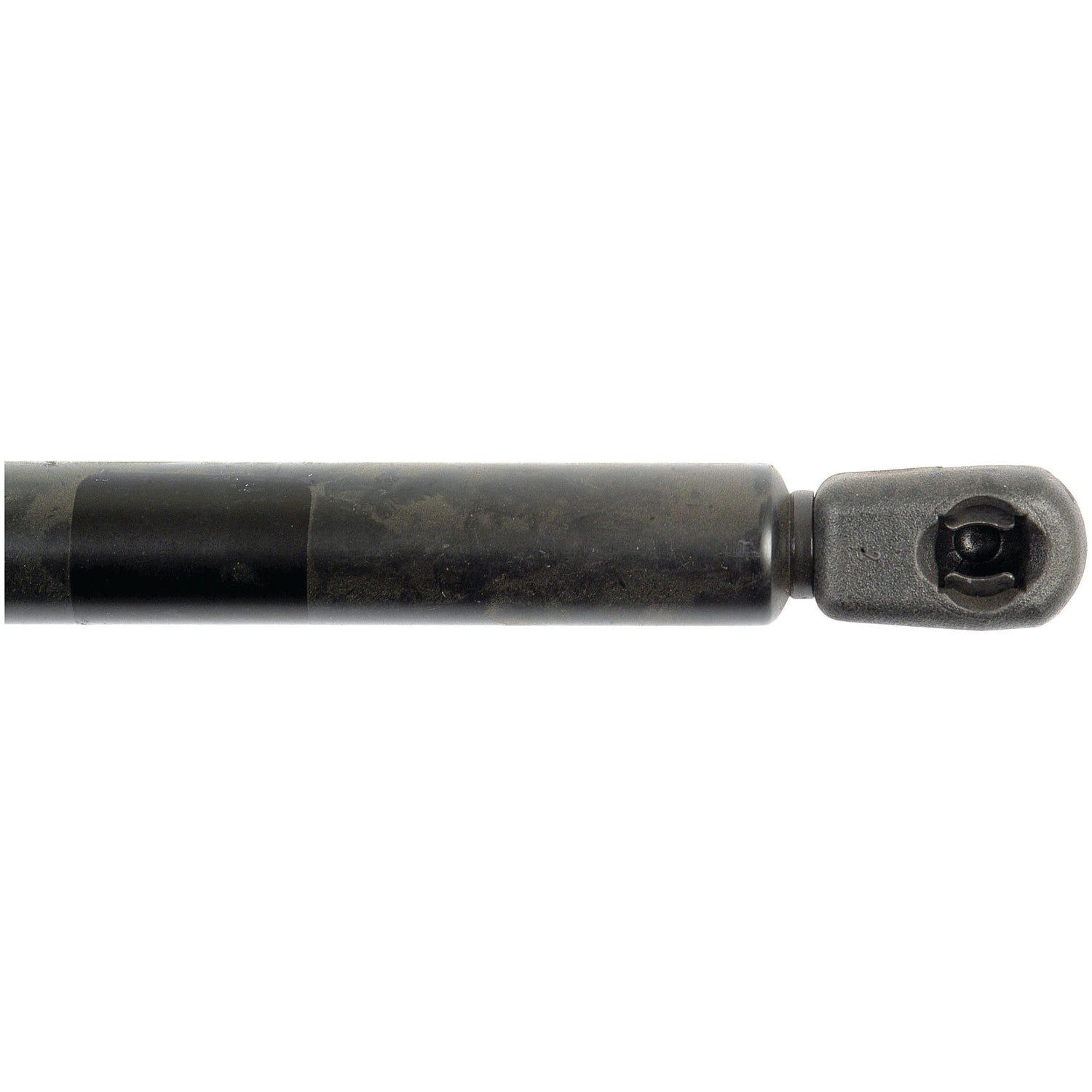 A close-up of the Sparex Gas Strut (S.52877) in black, featuring a metal rod end fitting and highlighting the precise 525mm total length.