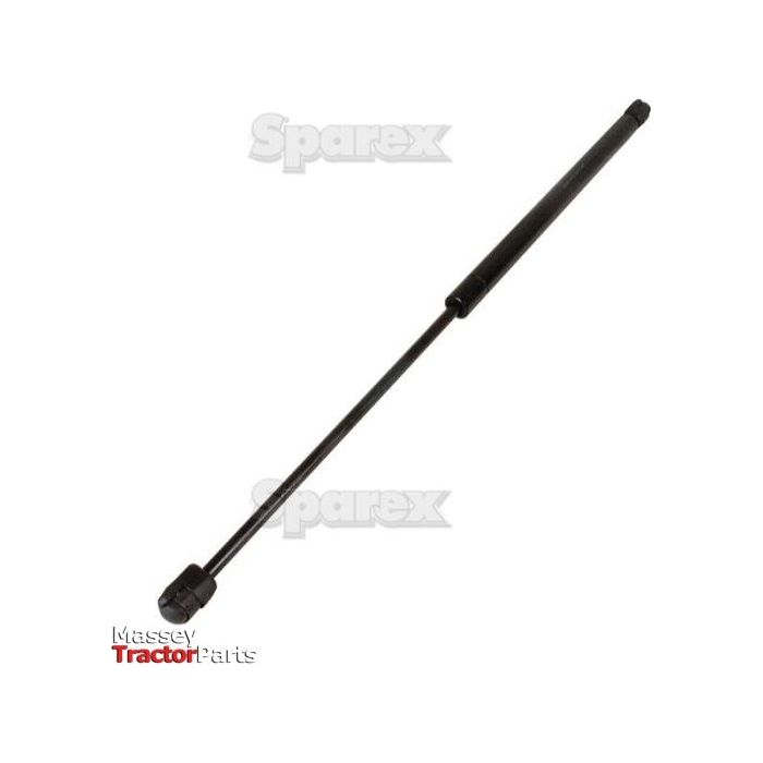 A Gas Strut (Total length: 550mm - S.19416) with a black cylindrical body and rod, featuring an F Ball Socket, is laid against a white background. The text "Massey Tractor Parts" and "Sparex" are visible on the backdrop.