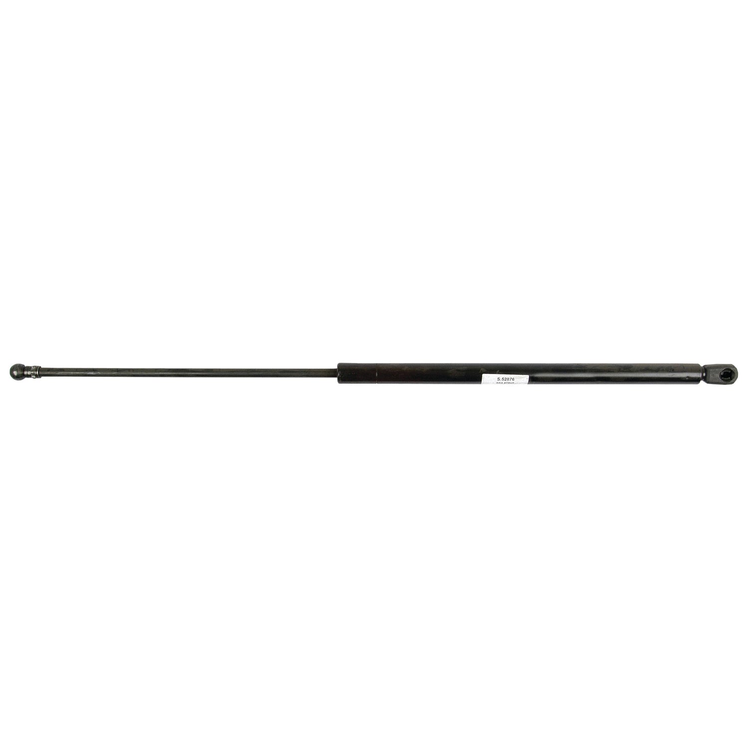 The Sparex Gas Strut, model S.52876, is a black, cylindrical gas strut with a total length of 585mm, featuring end connectors on both sides and a ball socket connection designed for lifting or supporting hatches, doors, or similar components.